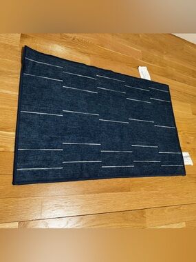 Ruggable 2'x3' Rug Cover & Classic Pad - Navy Blue/White Linear Design
